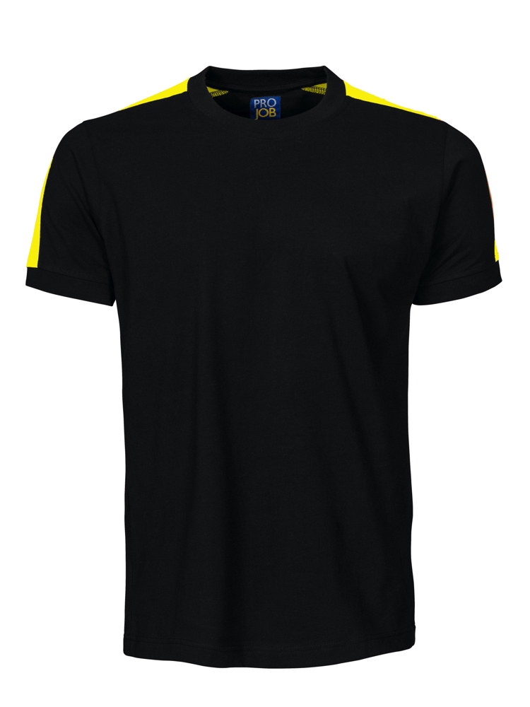 2019 T-SHIRT MET FLUO INZETSTUKKEN - zwart/geel